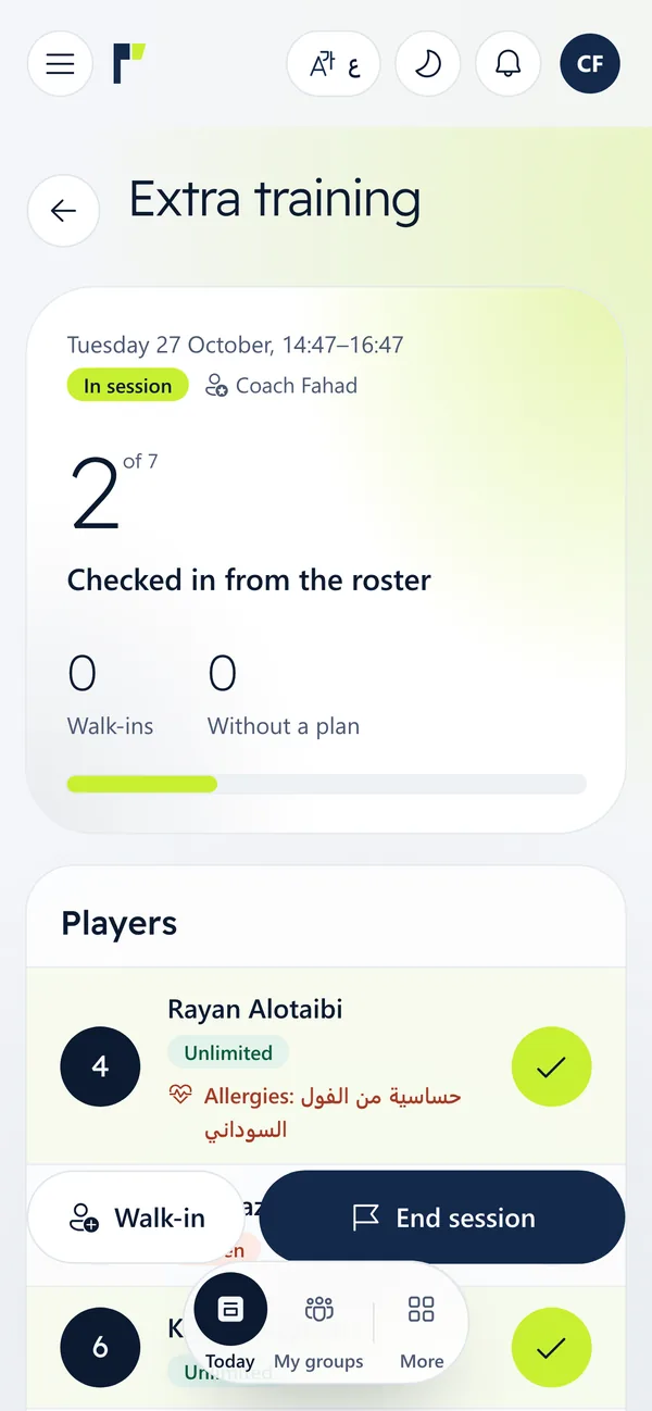 The roster sheet