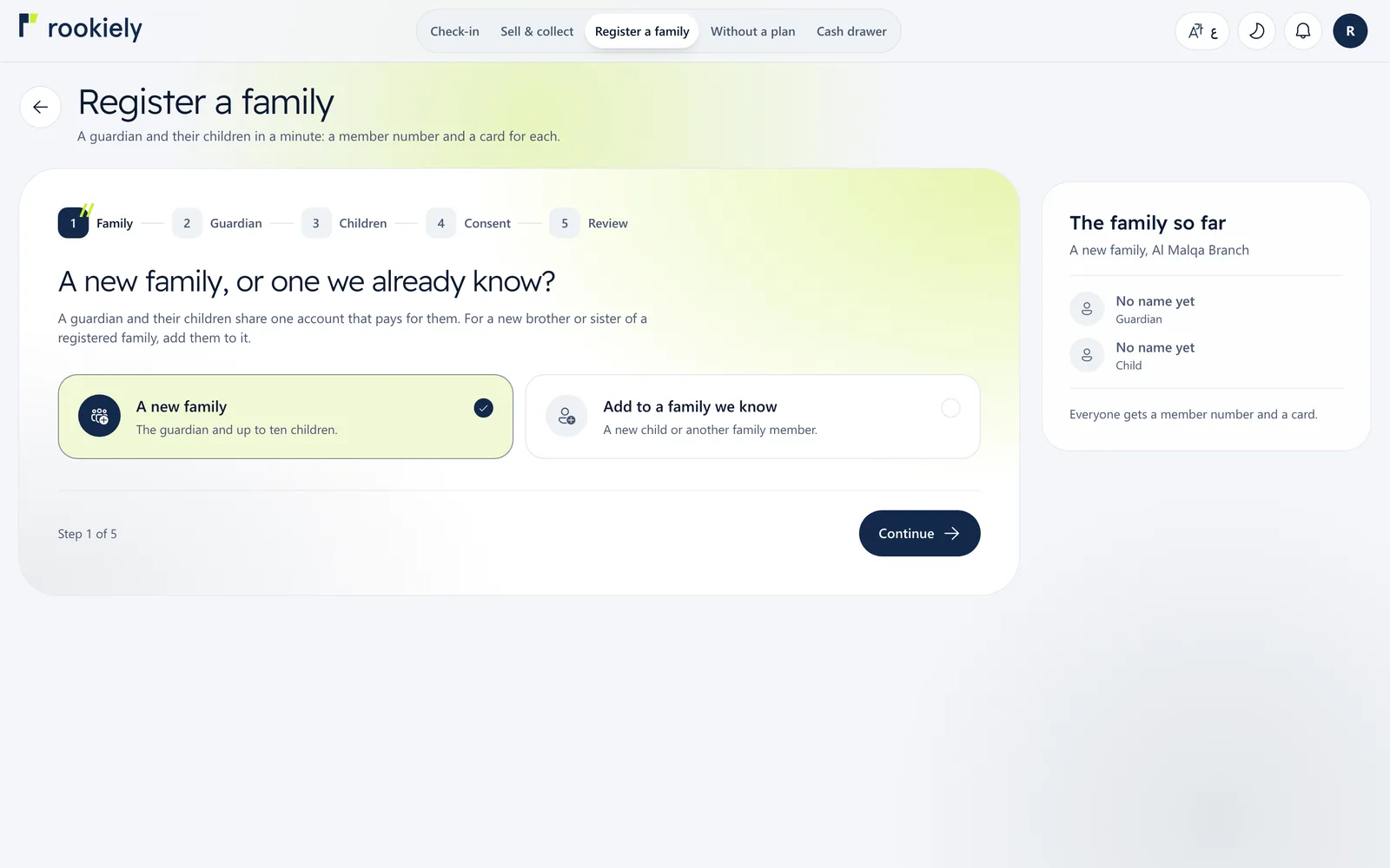 Register the family in five steps